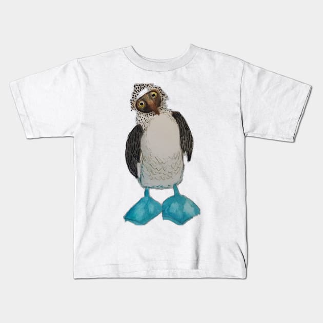 Blue footed booby bird Kids T-Shirt by Walters Mom